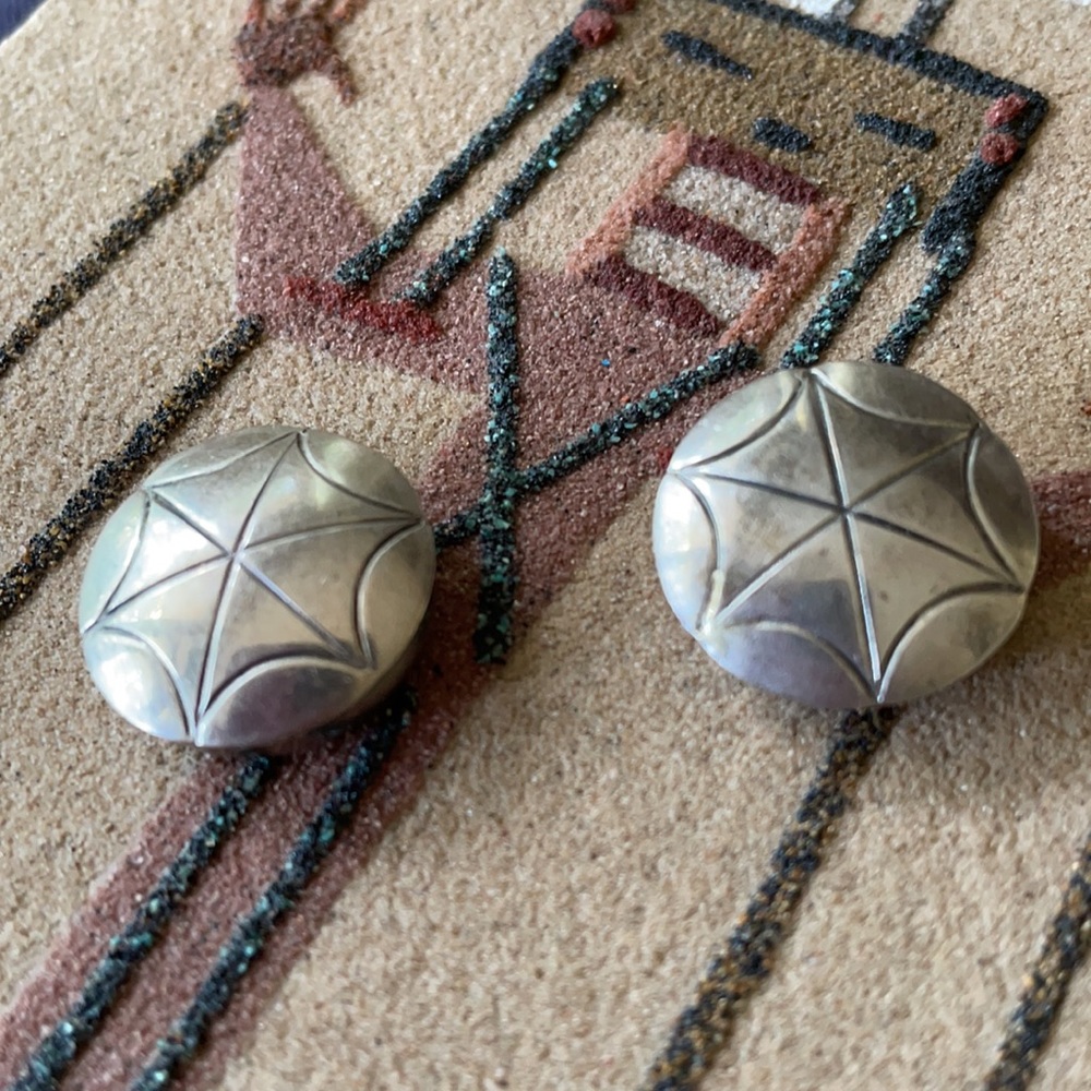 Vintage Native American Sterling Silver Button Covers